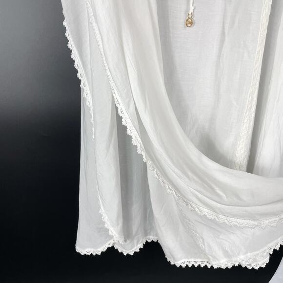 Melissa Odabash Kaftan Maxi Dress Coverup White V-Neck Eyelet Sequins One Size - Picture 7 of 9
